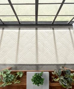 Well Woven Global Firth Moroccan Trellis Textured Ivory Ultra Soft High-Low Shag Rug