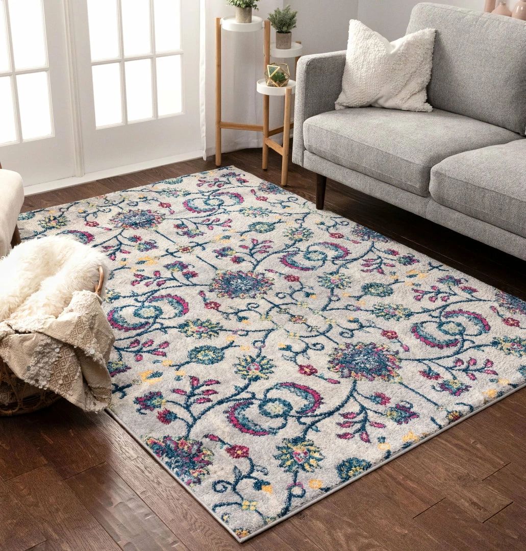 Well Woven Global Beatrix Ivory Modern Bohemian Floral Rug 2 Well Woven Global Beatrix Ivory Modern Bohemian Floral Rug