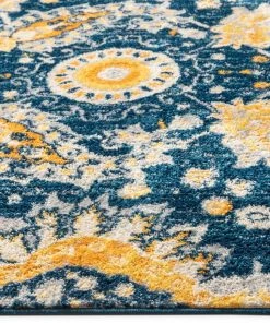 Well Woven Ash Blue Bohemian Floral Rug Global
