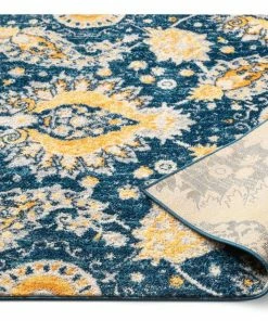 Well Woven Ash Blue Bohemian Floral Rug Global