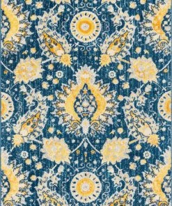 Well Woven Ash Blue Bohemian Floral Rug Global
