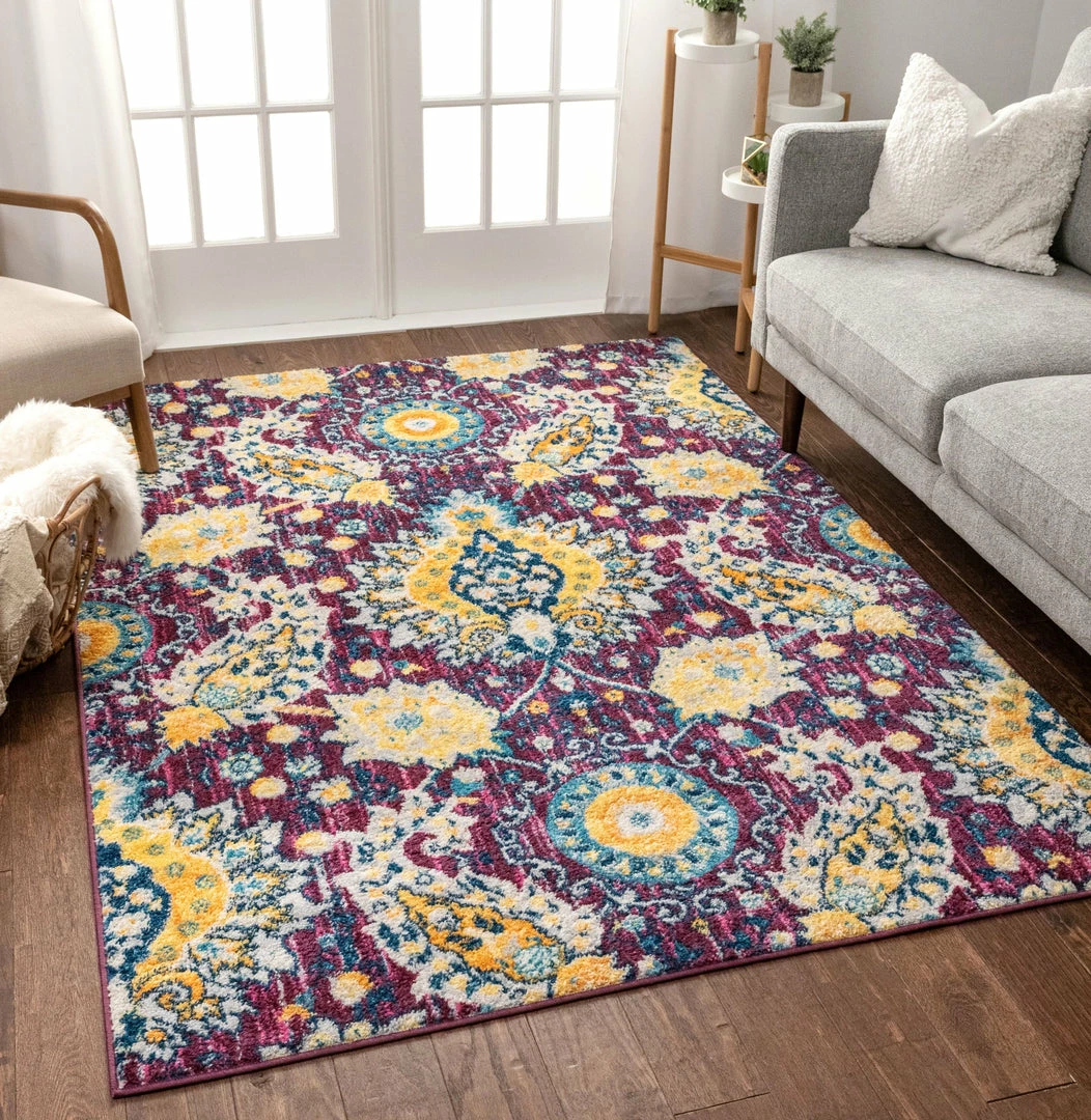 Well Woven Ash Lavendar Bohemian Floral Rug 2 Well Woven Ash Lavendar Bohemian Floral Rug