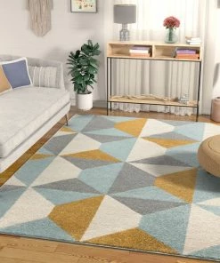 Well Woven Global Zeke Gold Mid-Century Modern Rug