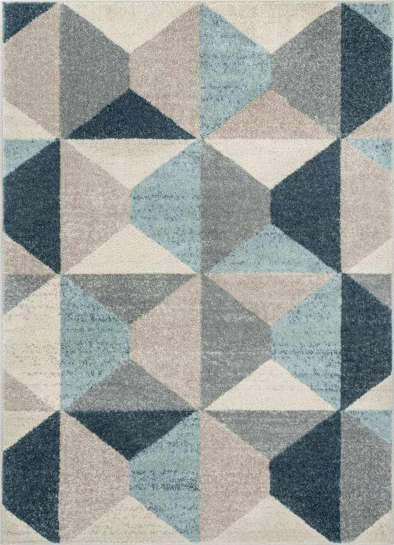 Well Woven Zeke Blue Mid-Century Modern Geometric Rug Global 1 Well Woven Zeke Blue Mid-Century Modern Geometric Rug Global