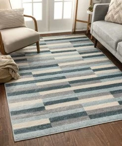 Well Woven Griffith Blue Modern Geometric Rug Global