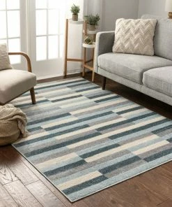 Well Woven Griffith Blue Modern Geometric Rug Global