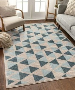 Well Woven Global Simone Blue Scandinavian Geometric Rug