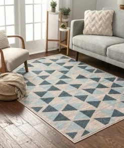 Well Woven Global Simone Blue Scandinavian Geometric Rug