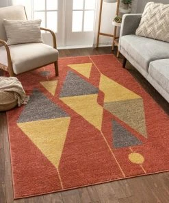 Well Woven Scarlett Red Mid-Century Modern Rug Global