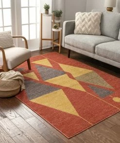 Well Woven Scarlett Red Mid-Century Modern Rug Global