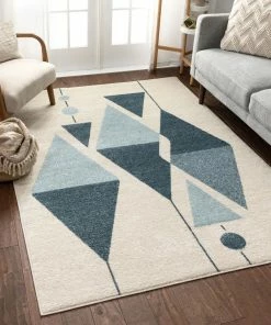 Well Woven Scarlett Blue Mid-Century Modern Rug Global