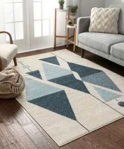 Well Woven Scarlett Blue Mid-Century Modern Rug Global