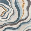 Well Woven 5'x7' Flutter Modern Abstract Beige Rug 5'3" X 7'3"