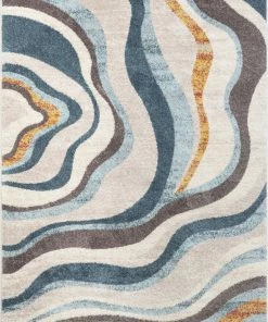 Well Woven 5'x7' Flutter Modern Abstract Beige Rug 5'3" X 7'3"