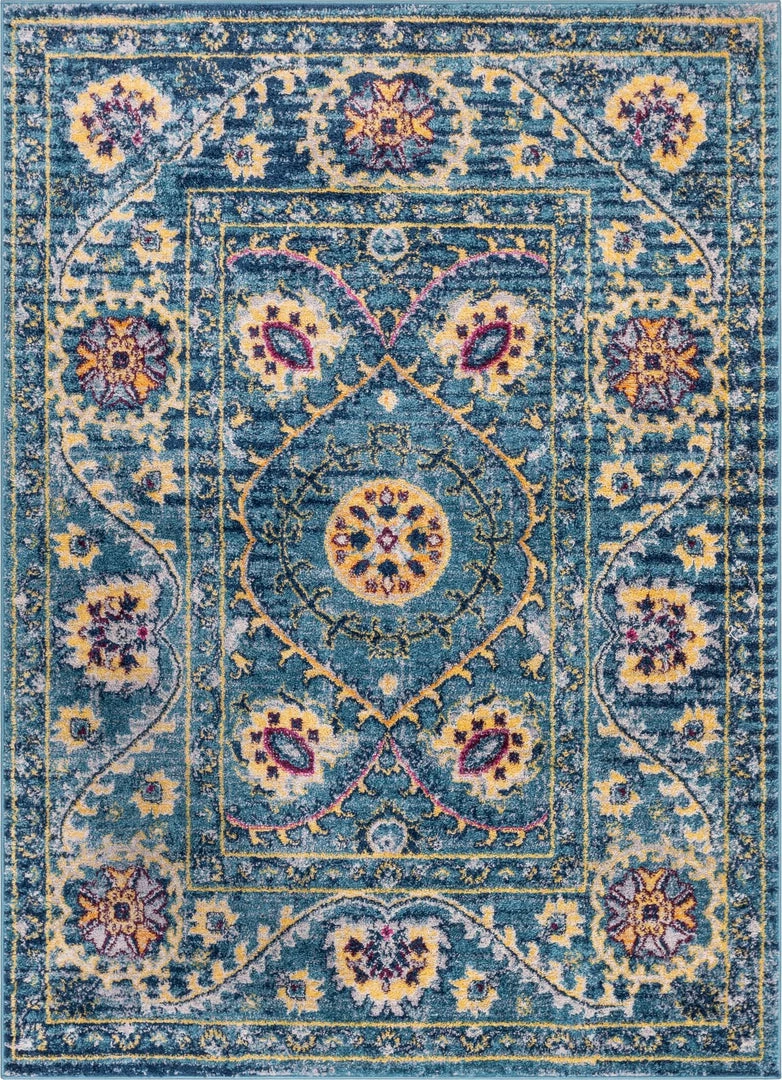 Well Woven Mae Blue Modern Bohemian Rug 1 Well Woven Mae Blue Modern Bohemian Rug
