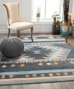Well Woven Global Sentinel Southwestern Geometric Blue Rug
