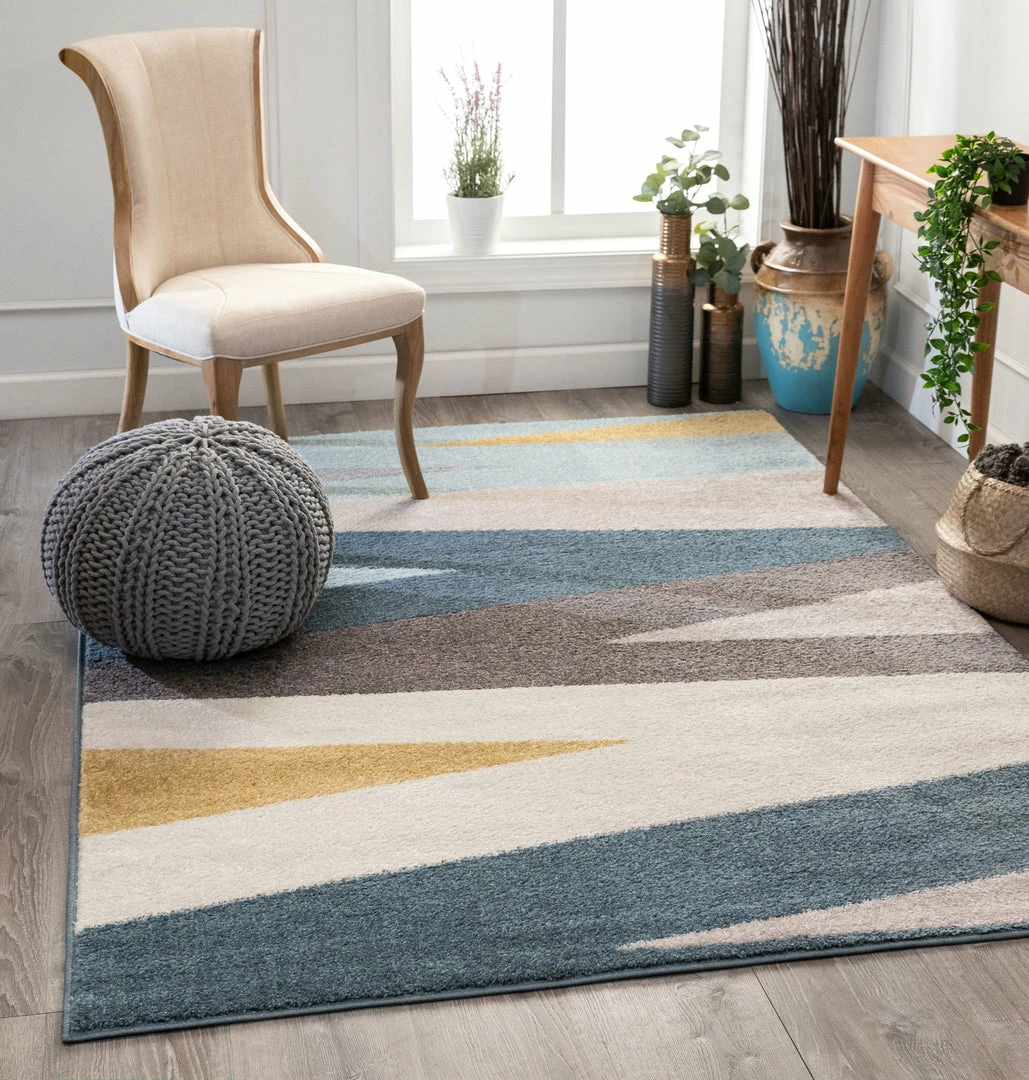 Well Woven Yuma Modern Abstract Blue Rug 5'3" X 7'3" Geometric 2 Well Woven Yuma Modern Abstract Blue Rug 5'3" X 7'3" Geometric