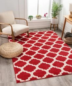 Well Woven Zoe Red Modern Trellis Rug