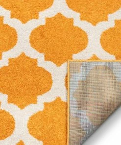 Well Woven Geometric Zoe Orange Modern Trellis Rug