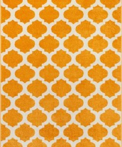 Well Woven Geometric Zoe Orange Modern Trellis Rug