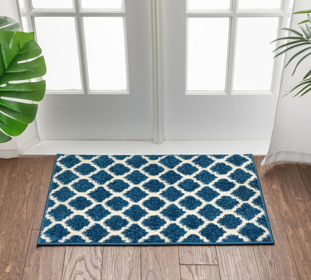 Well Woven Zoe Blue Modern Trellis Rug 7 Well Woven Zoe Blue Modern Trellis Rug