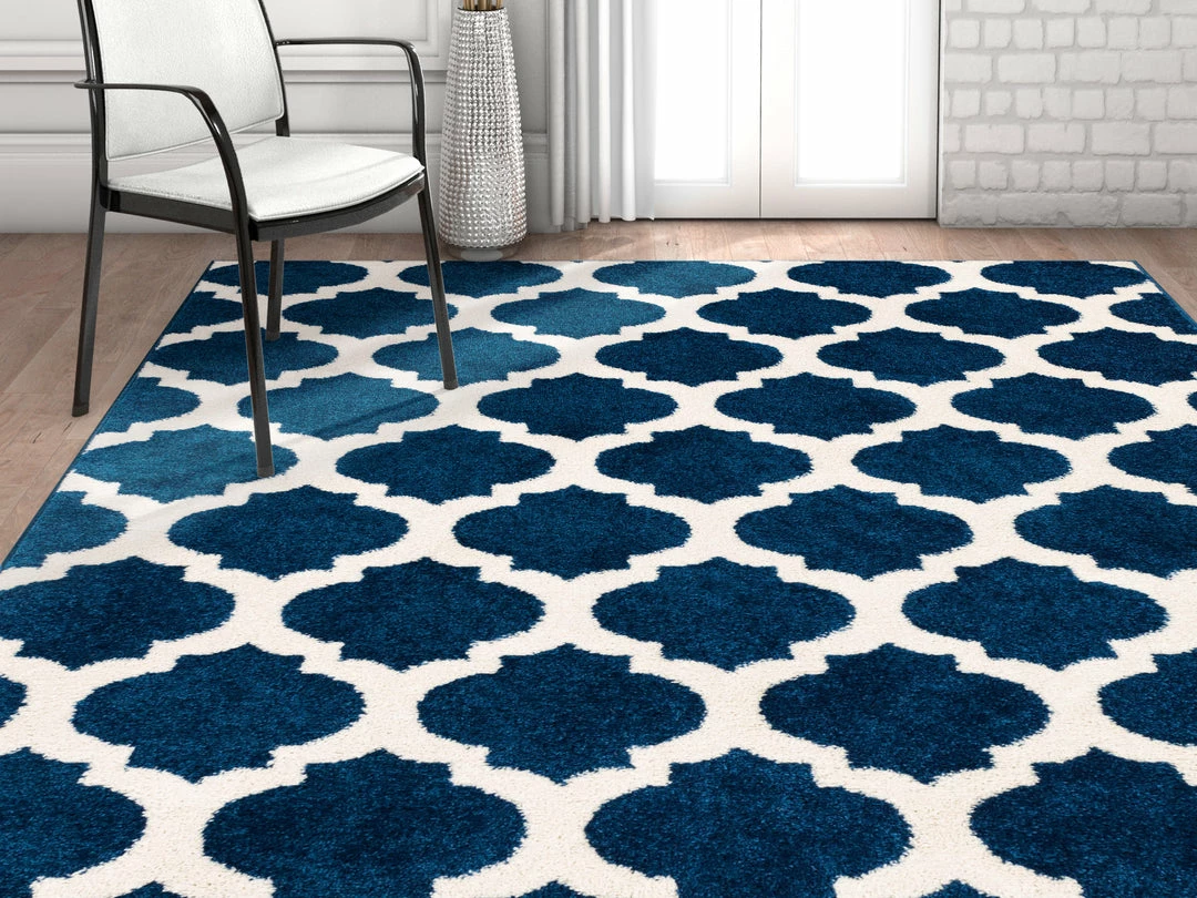Well Woven Zoe Blue Modern Trellis Rug 2 Well Woven Zoe Blue Modern Trellis Rug