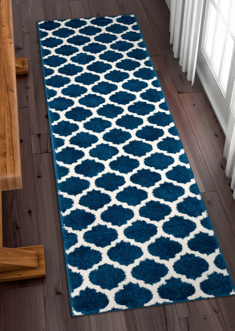 Well Woven Zoe Blue Modern Trellis Rug 3 Well Woven Zoe Blue Modern Trellis Rug