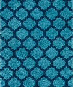 Well Woven Zoe Light Blue Modern Trellis Rug