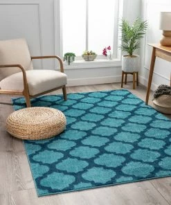 Well Woven Zoe Light Blue Modern Trellis Rug