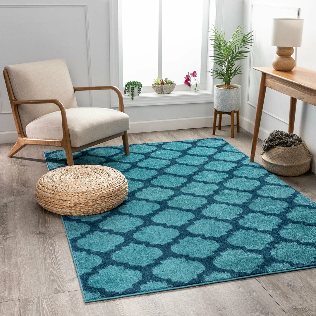 Well Woven Zoe Light Blue Modern Trellis Rug 2 Well Woven Zoe Light Blue Modern Trellis Rug