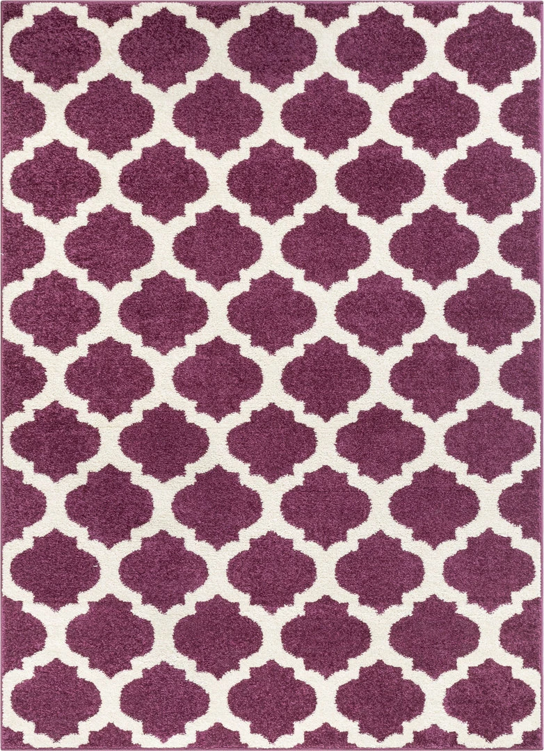 Well Woven Zoe Purple Modern Trellis Rug Geometric 1 Well Woven Zoe Purple Modern Trellis Rug Geometric