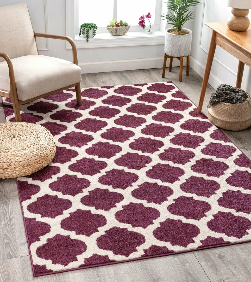 Well Woven Zoe Purple Modern Trellis Rug Geometric 2 Well Woven Zoe Purple Modern Trellis Rug Geometric