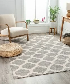 Well Woven Zoe Grey Modern Trellis Rug