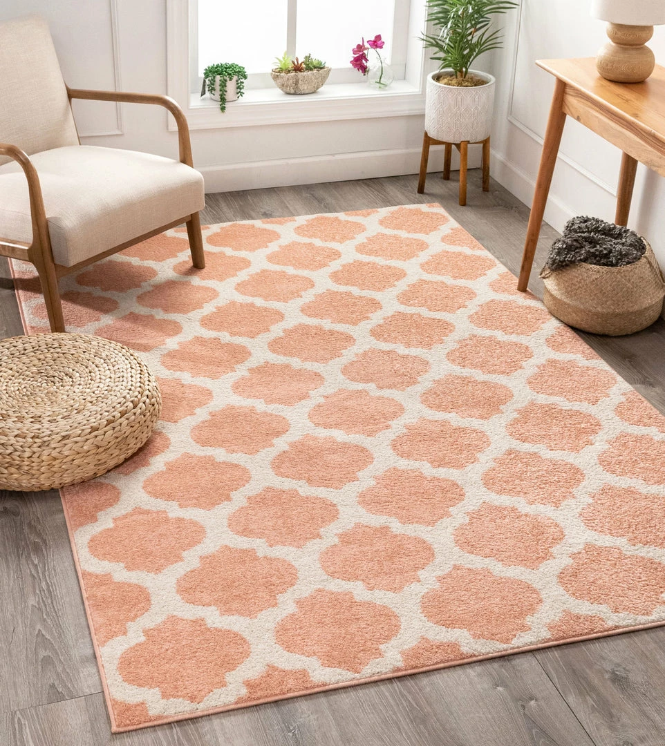 Well Woven Zoe Blush Modern Trellis Rug Geometric 2 Well Woven Zoe Blush Modern Trellis Rug Geometric