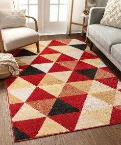 Well Woven Alvin Red Modern Geometric Rug