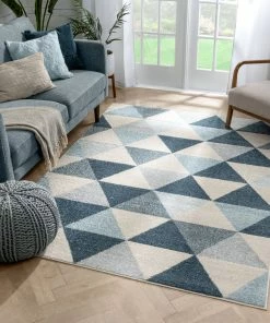 Well Woven Global Alvin Dark Blue Mid-Century Modern Rug