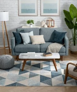 Well Woven Global Alvin Dark Blue Mid-Century Modern Rug