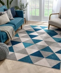 Well Woven Alvin Blue Modern Geometric Rug