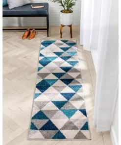 Well Woven Alvin Blue Modern Geometric Rug