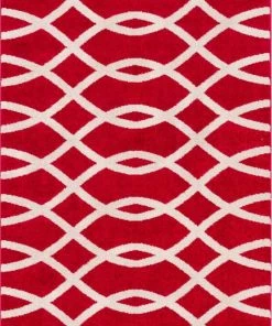 Well Woven Poofy Red Modern Trellis Rug