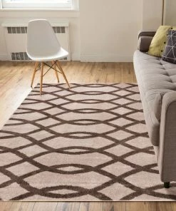 Well Woven 3'x5' Poofy Natural Modern Trellis Rug