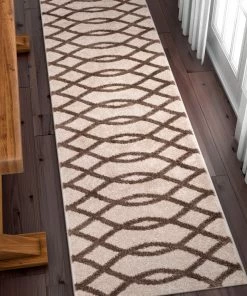 Well Woven 3'x5' Poofy Natural Modern Trellis Rug