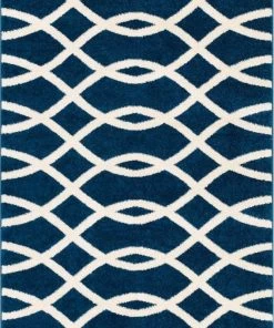 Well Woven Poofy Blue Modern Trellis Rug