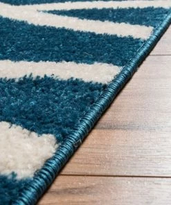 Well Woven Poofy Blue Modern Trellis Rug