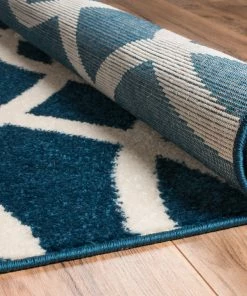 Well Woven Poofy Blue Modern Trellis Rug