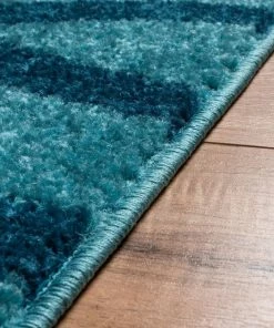 Well Woven Poofy Light Blue Modern Trellis Rug
