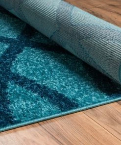 Well Woven Poofy Light Blue Modern Trellis Rug