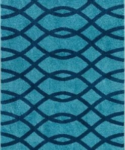 Well Woven Poofy Light Blue Modern Trellis Rug