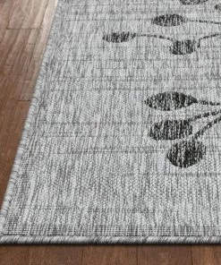 Well Woven Sprite Floral Indoor Outdoor Grey Ivory Flatweave Rug
