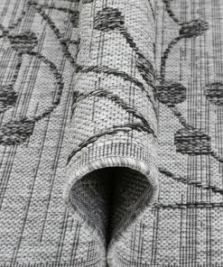 Well Woven Sprite Floral Indoor Outdoor Grey Ivory Flatweave Rug